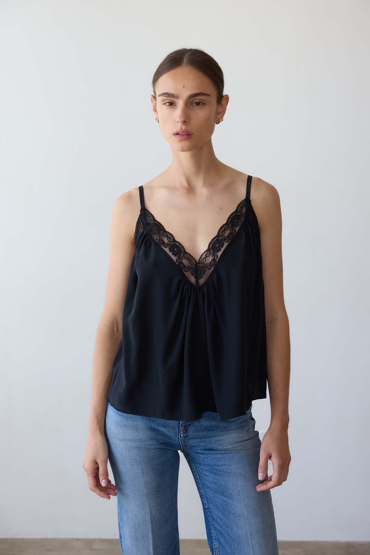 The Deep V Cami in Black