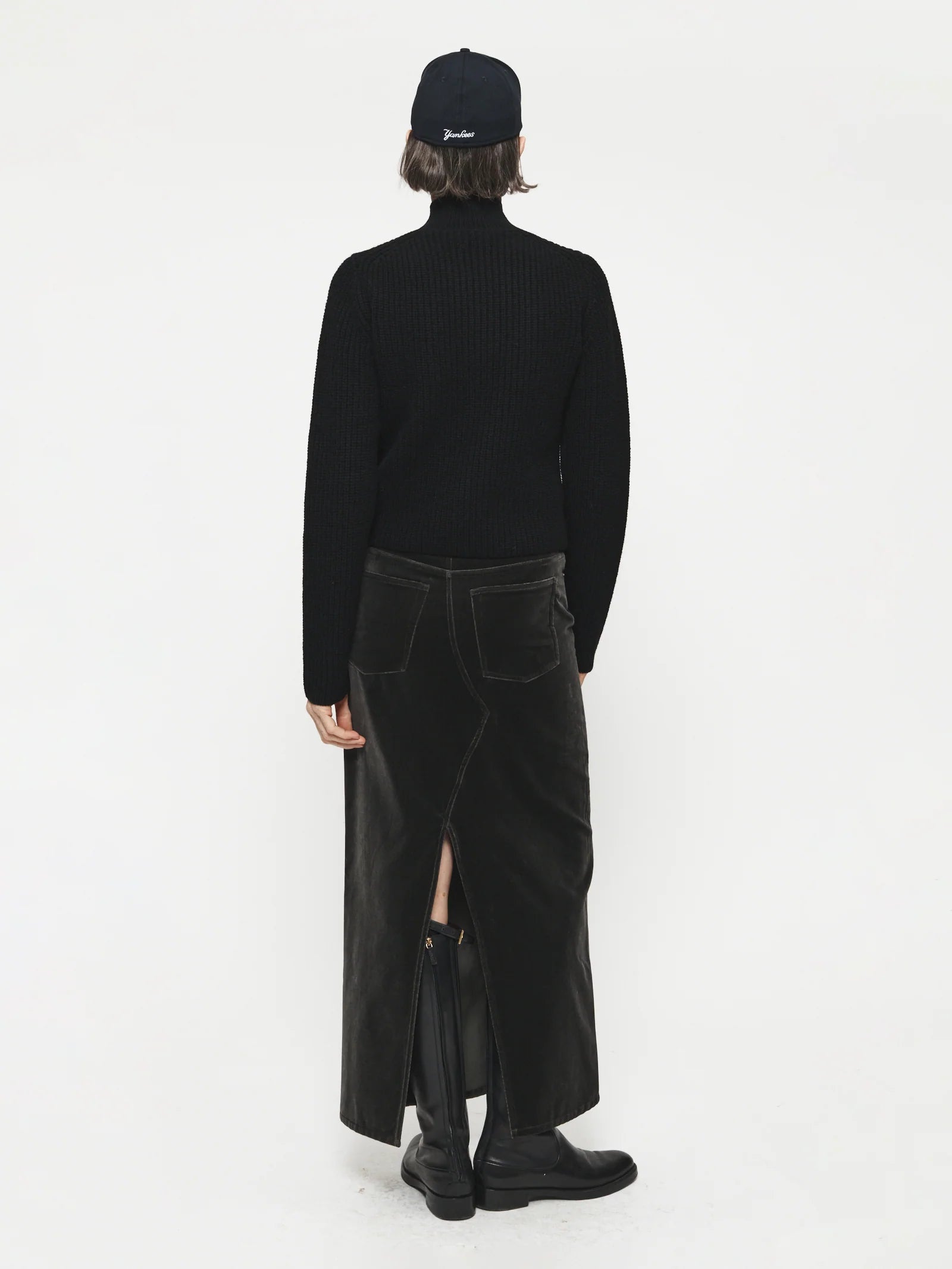 Velvet Long Skirt Mercury