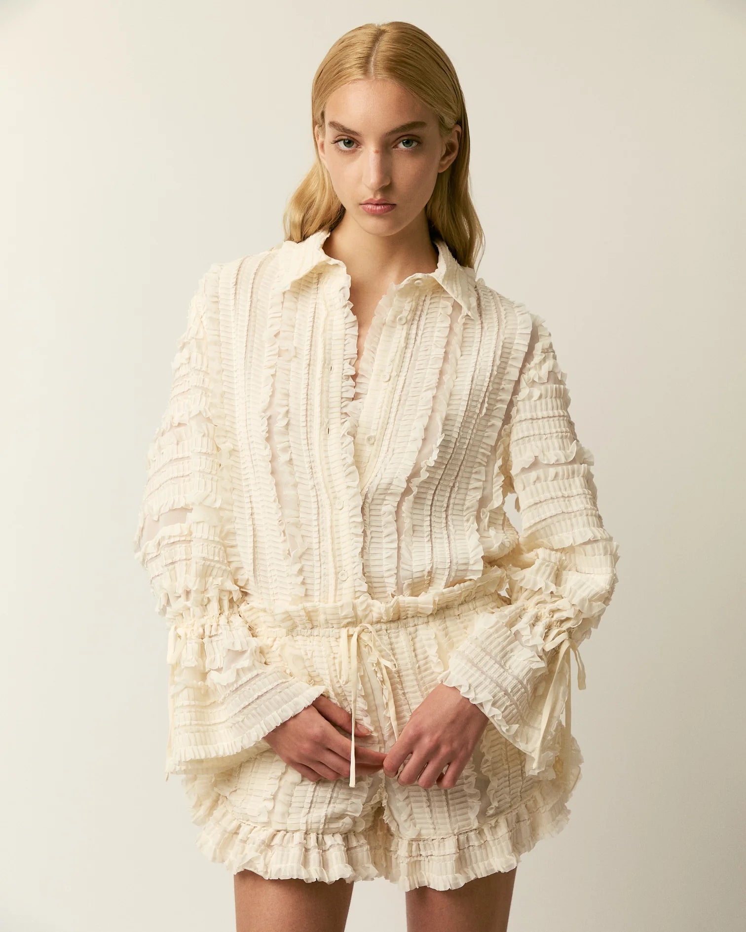 Clayre pleated blouse in cream