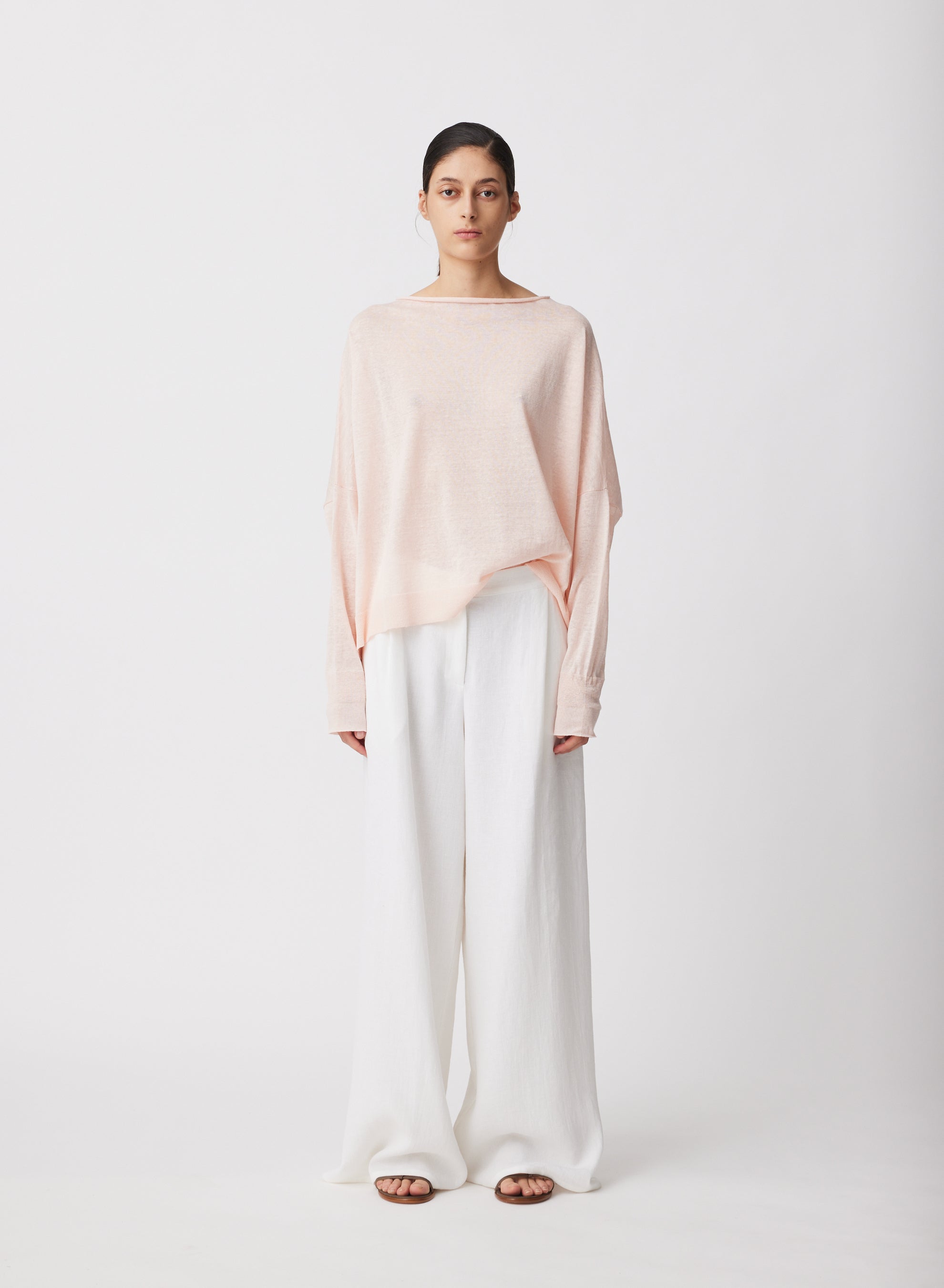 Oversized Boatneck Sweater in Cherry Blossom