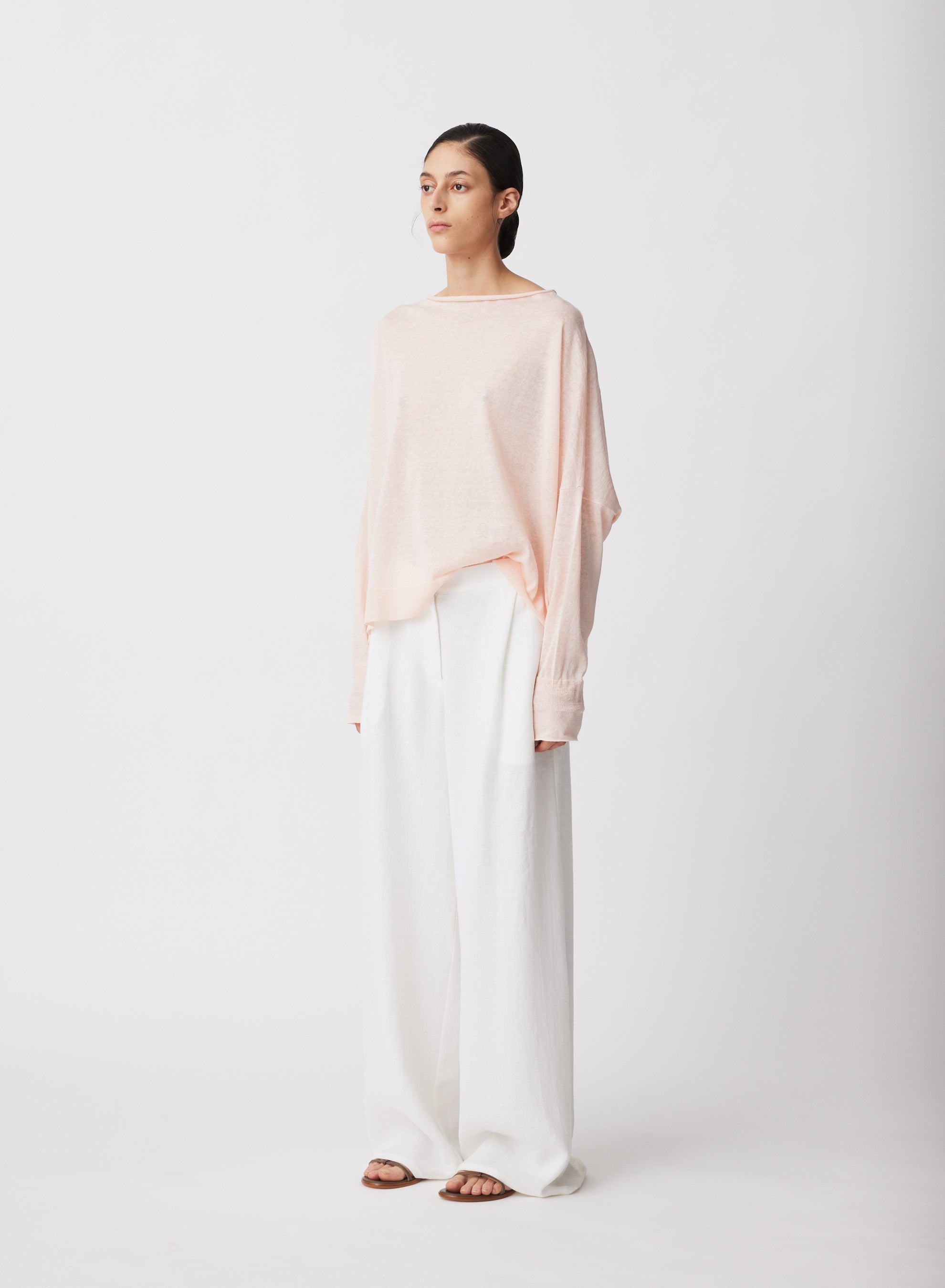 Oversized Boatneck Sweater in Cherry Blossom