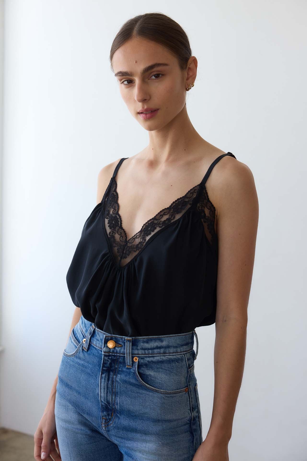The Deep V Cami in Black