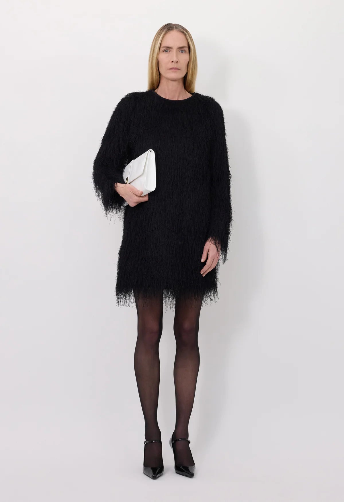 TINA Fringed fabric dress