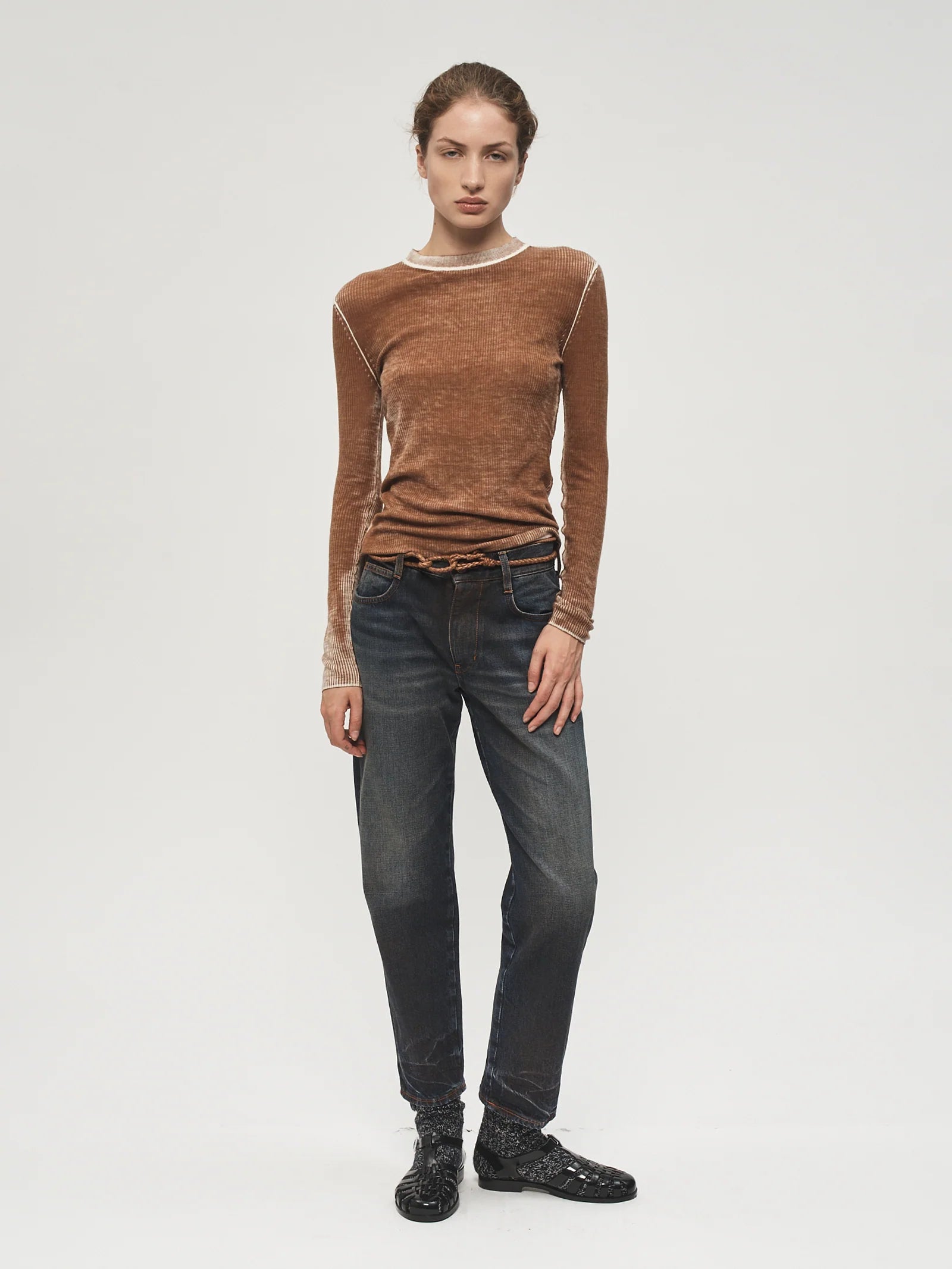 Printed L/S Crew Desert