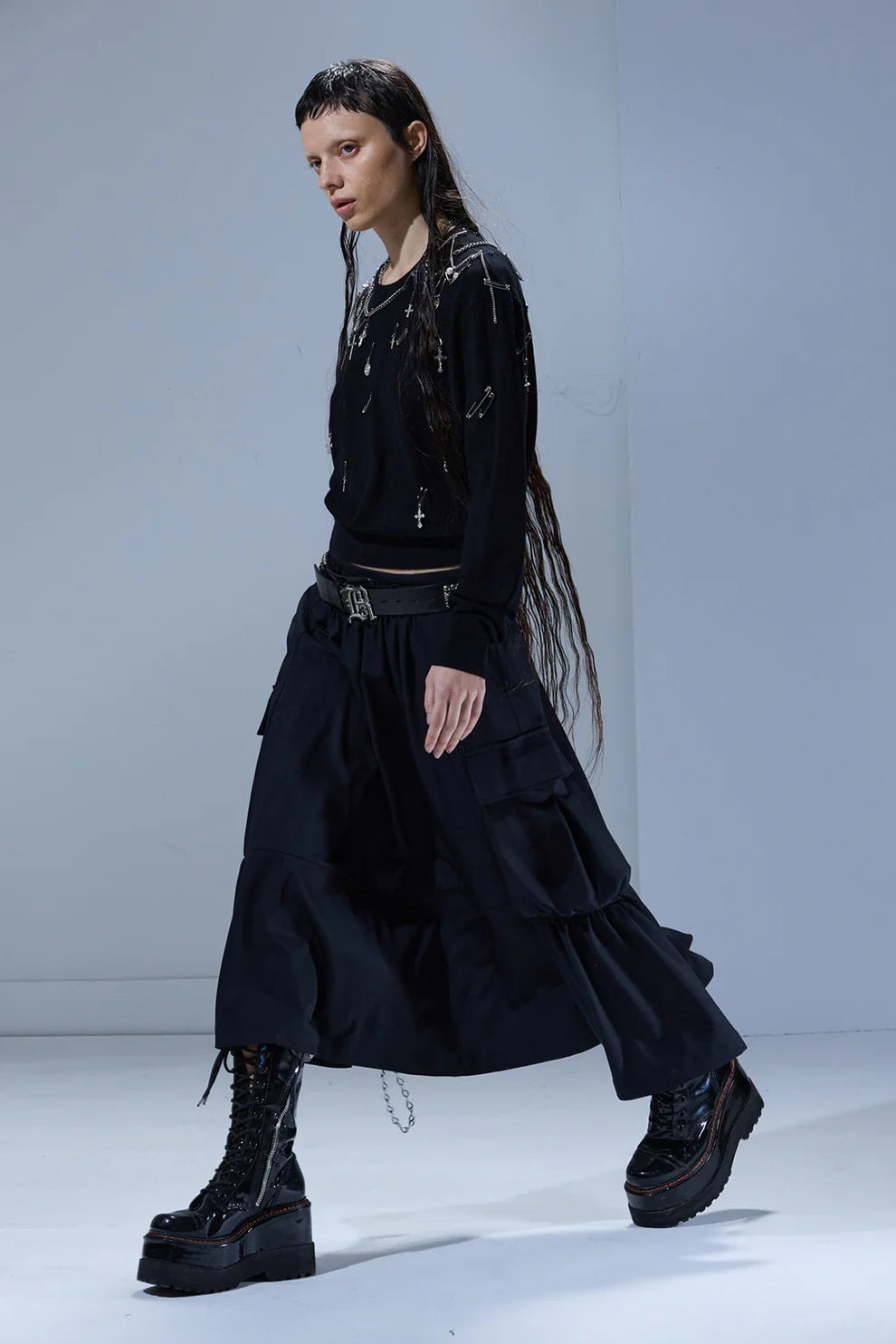 GATHERED CARGO SKIRT